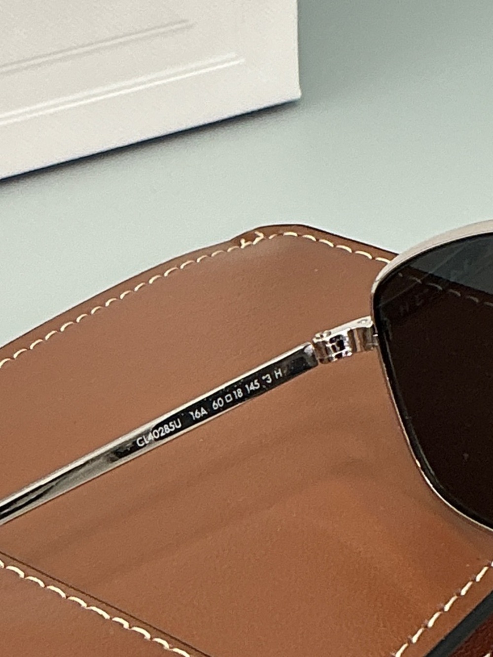 NWT Celine Silver Metal Rectangular Sunglasses with Black Lenses - Picture 7 of 7